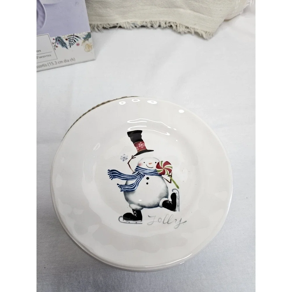 Pier 1 Christmas Appetizers Plates Set Of 4 6